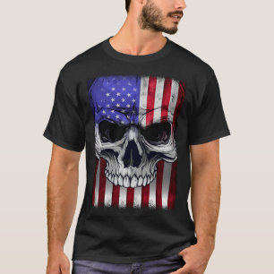 Vintage Skull American Flag USA 4th of July Patrio T-Shirt