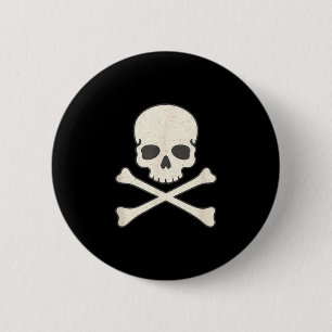 Vintage skull and crossbones pirate halloween 6 cm round badge