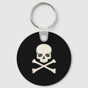 Vintage skull and crossbones pirate halloween key ring