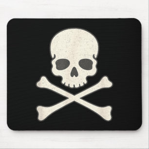 Vintage skull and crossbones pirate halloween mouse pad