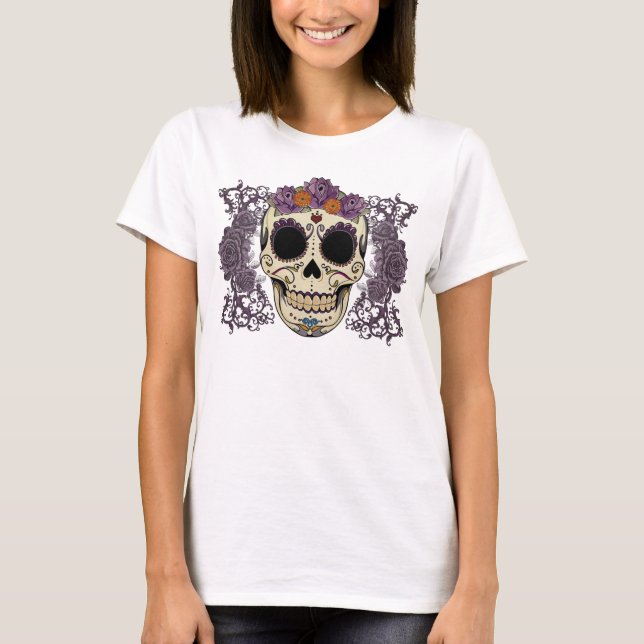 Vintage Skull and Roses Ladies T-Shirt (Front)