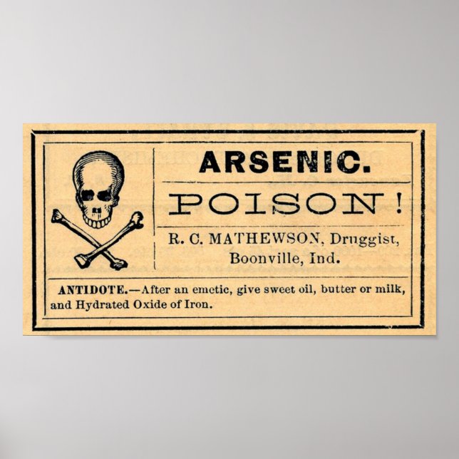 Vintage Skull Arsenic Poison Label Poster Sign (Front)