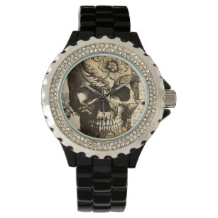 Vintage Skull Black and White Ladies Watch