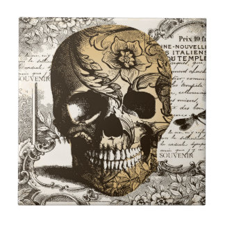 Vintage Skull Ceramic Tile