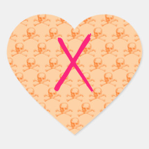 Vintage Skull & Crossbones Heart Sticker