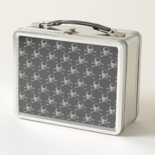 Vintage Skull & Crossbones Metal Lunch Box