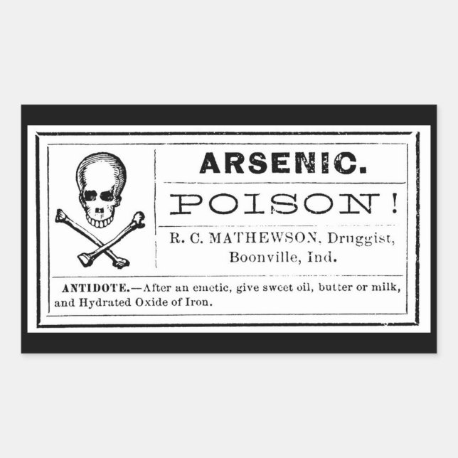 Vintage Skull Crossed Bones Arsenic Poison Label (Front)
