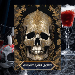 Vintage Skull Gothic Halloween Adult Party Invitation