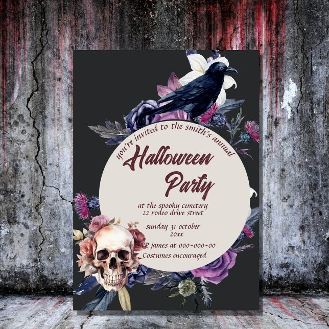 vintage skull  gothic spooky halloween invitation (Creator Uploaded)