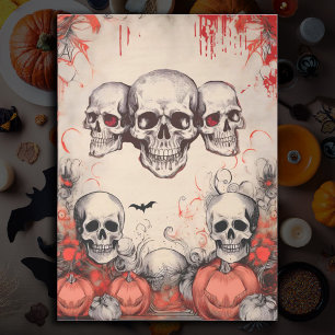 Vintage Skull Halloween Decoupage Tissue Paper