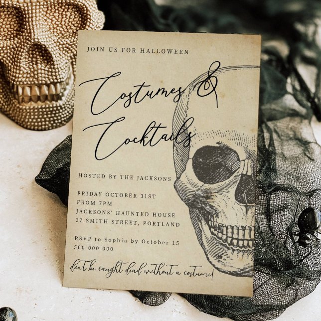 Vintage Skull Halloween Party Invitation (Creator Uploaded)