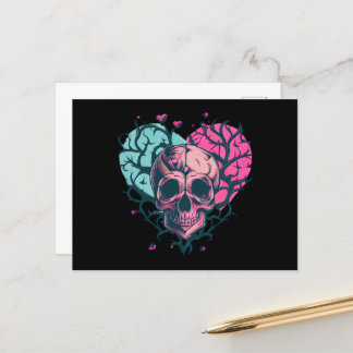 Vintage Skull Heart & Branches Postcard