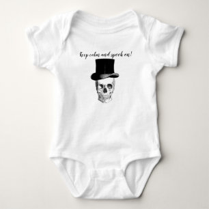 vintage skull Keep calm and spook on baby bodysuit