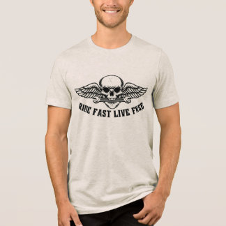 Vintage Skull Motorcycle T-Shirt for Men & Women Tri-Blend Shirt
