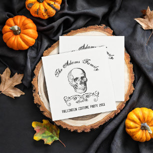 Vintage Skull Personalized Halloween Party Napkin