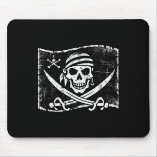 Vintage Skull Pirate Flag Funny Halloween Costume  Mouse Pad