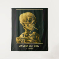Vintage Skull Smoking – Unique Van Gogh Inspired 