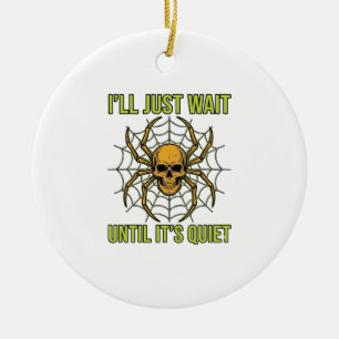 Vintage Skull Spider Funny Halloween T-Shirt Desig Ceramic Ornament