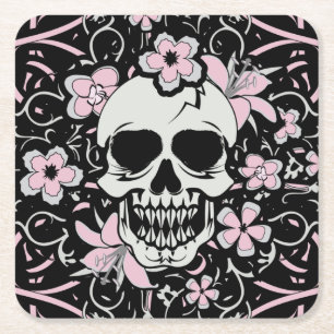 Vintage Skull Square Paper Coaster