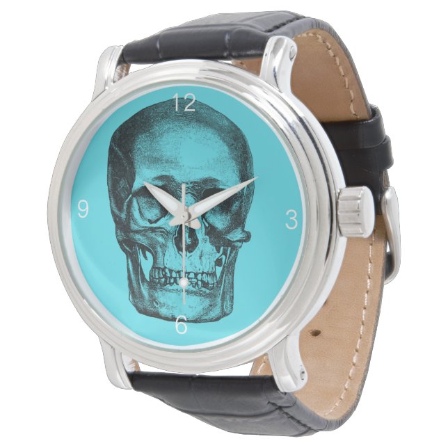 Vintage Skull Time Pastel Blue  Watch (Angled)