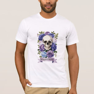 Vintage skull with purple roses - Mori cement T-Shirt