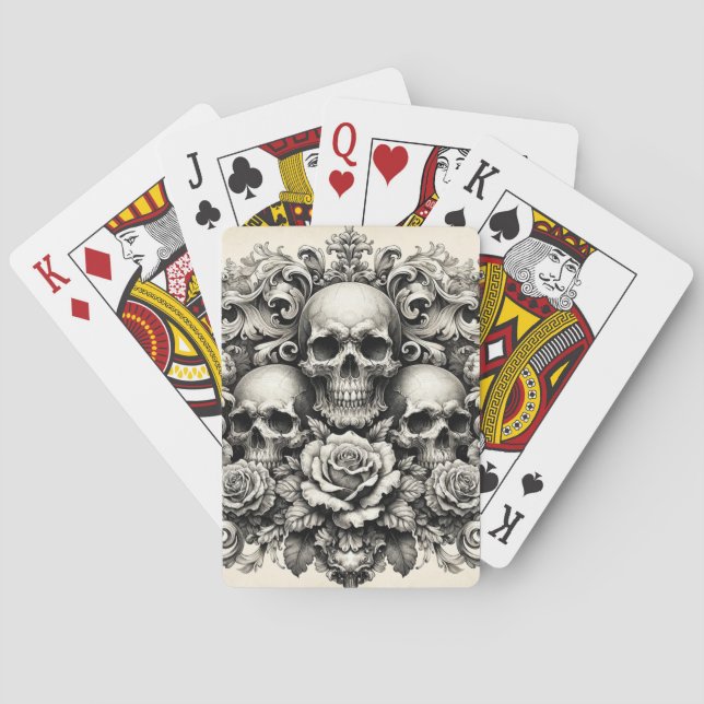 Vintage Skulls and Roses Playing Cards (Back)