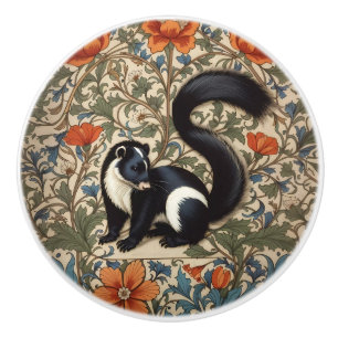 Vintage Skunk William Morris Inspired Ceramic Knob