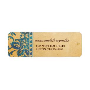 Vintage Sky Blue Damask Lace Fancy Return Address Label