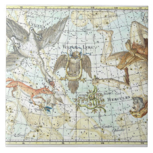 Vintage Sky Map Constellation of Hercules Ceramic Tile