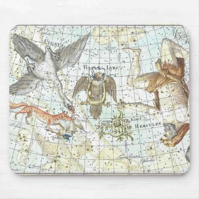 Vintage Sky Map Constellation of Hercules  Mouse Pad (Front)
