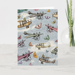 Vintage Sky - Planes and Butterflies Card