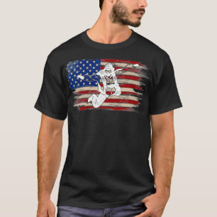Vintage Skydiver American Flag Funny Skydiving Gif T-Shirt