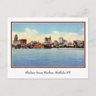Vintage Skyline From Harbour, Buffalo NY Postcard