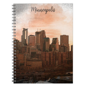 Vintage Skyline Minneapolis Minnesota Notebook