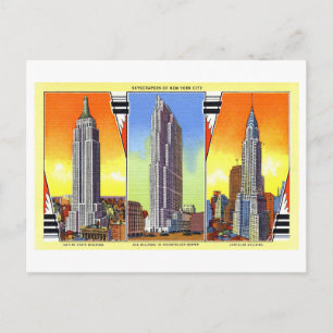 Vintage Skyscrapers of New York City Postcard