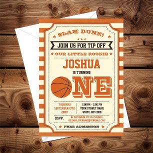 Vintage Slam Dunk 1st Birthday Ticket Invitation