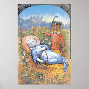 Vintage Sleeping Beauty Cat Poster Print