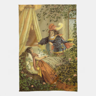Vintage Sleeping Beauty, Victorian Fairy Tales Tea Towel