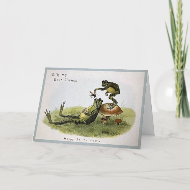 Vintage Sleeping Frog Christmas Card (Front)
