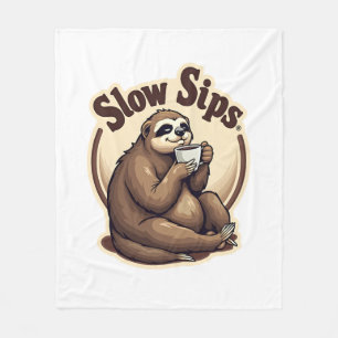 Vintage Sleepy Sloth Coffee Lover Cute Retro Shirt Fleece Blanket