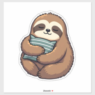 Vintage Sleepy Sloth Cosy Pillow Illustration 2