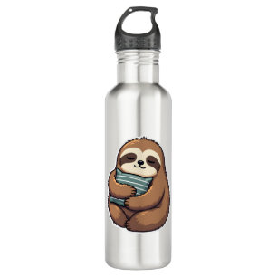 Vintage Sleepy Sloth Cosy Pillow Illustration 2 710 Ml Water Bottle