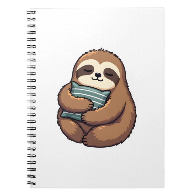 Vintage Sleepy Sloth Cosy Pillow Illustration 2 Notebook (Front)