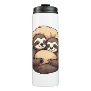 Vintage Sleepy Sloth Couple Cosy Bed Graphic 2 Thermal Tumbler