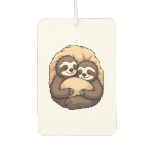 Vintage Sleepy Sloth Couple Cozy Bed Graphic 2 Car Air Freshener