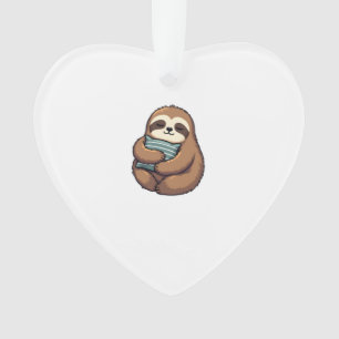 Vintage Sleepy Sloth Cozy Pillow Illustration 2 Ornament