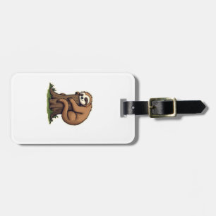 Vintage Sleepy Sloth Forest Log Cute Animal Art 2 Luggage Tag