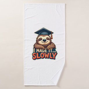 Vintage Sleepy Sloth Graduation Cute Animal Design Bath Towel
