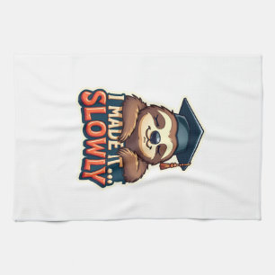 Vintage Sleepy Sloth Graduation Cute Animal Design Tea Towel