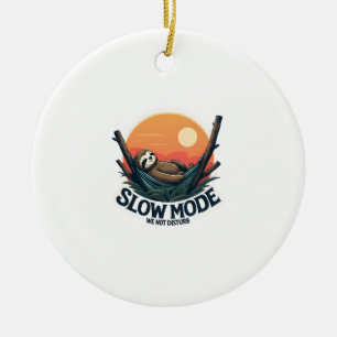 Vintage Sleepy Sloth Shirt Funny Slow Morning Desi Ceramic Ornament